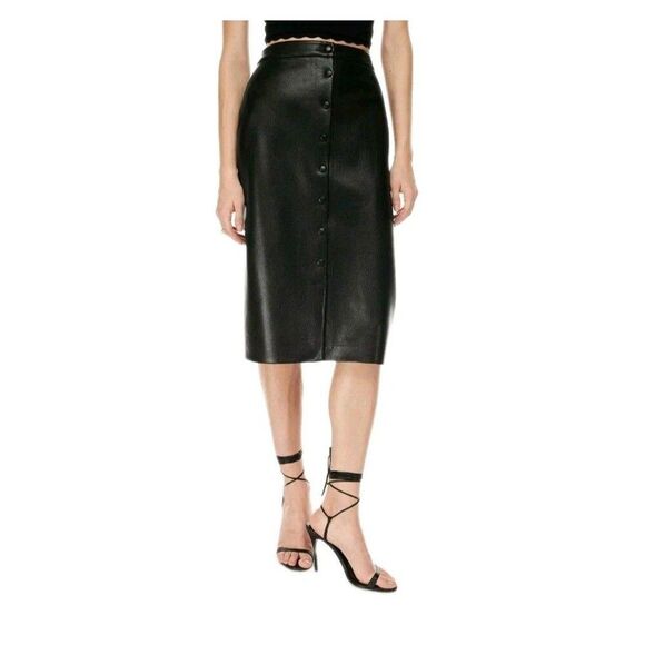 Aritzia Wilfred Manor Vegan Leather Pencil Skirt in Black Est Size 10 Mid Length - Picture 1 of 9
